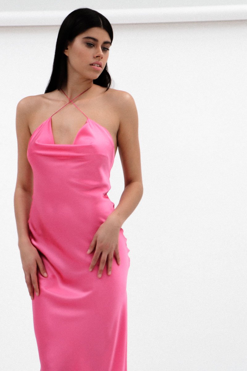 Yasmin Dress in Neon Pink