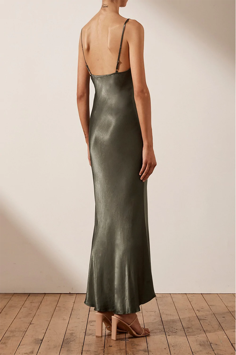 green emerald velvet dress Shona Joy Angelica Lace Back Maxi main image 1