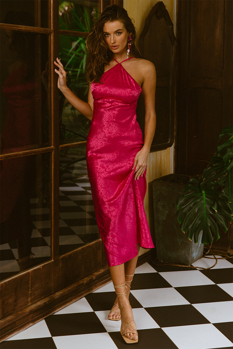 archer midi dress Archer Midi Dress in Fuchsia