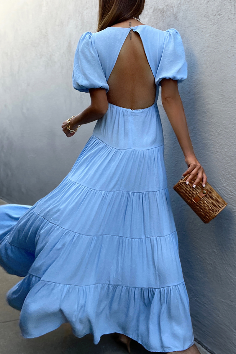 Cedros Maxi Dress in Sky Blue Rabbit Borrows
